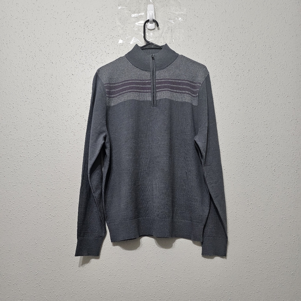 Nicklaus Golf Sweater Mens Medium Gray 1/4 Zip Wool Blend Pullover